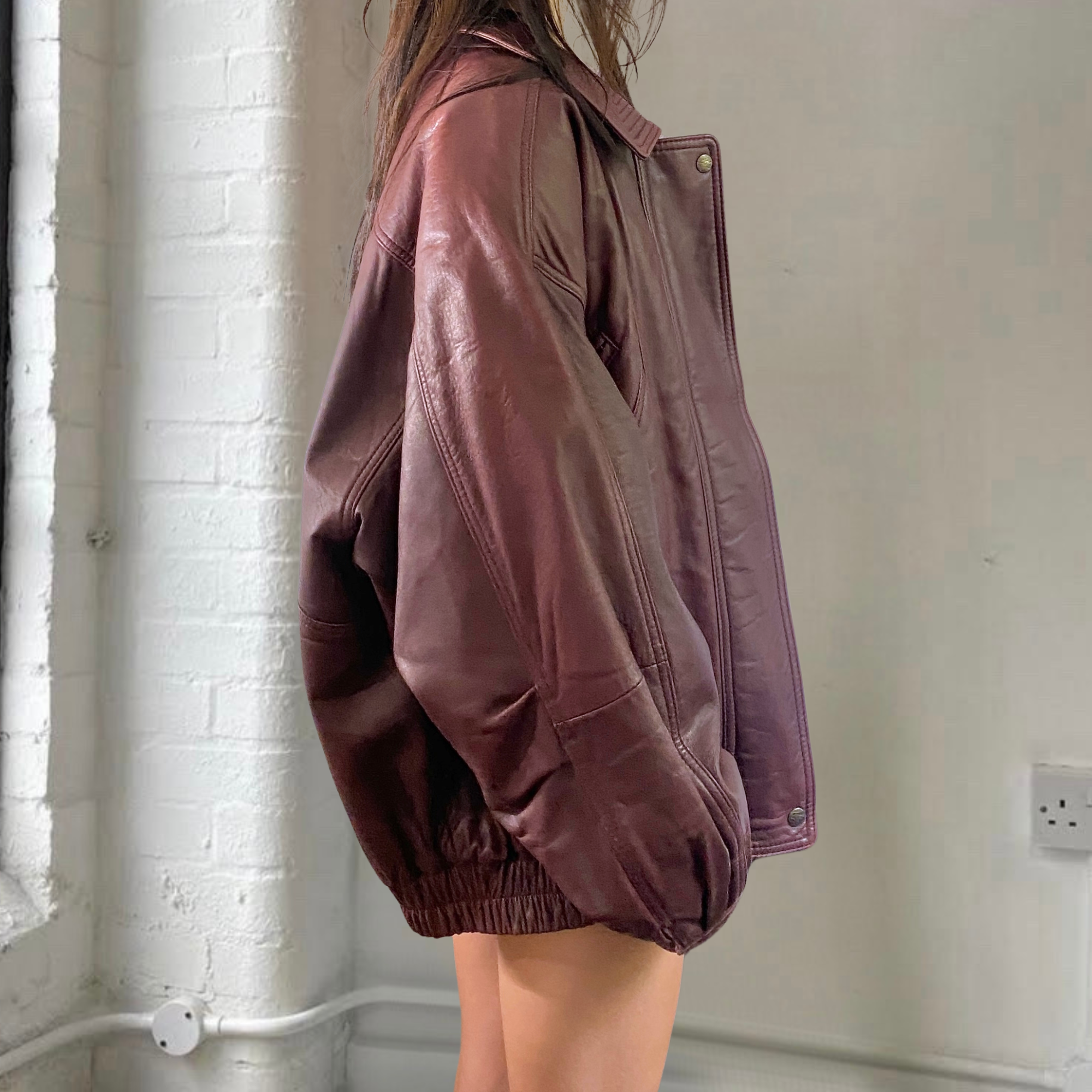 Maroon Leather Bomber