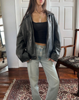 Leah Leather Bomber