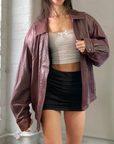 Maroon Leather Bomber