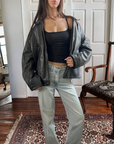 Leah Leather Bomber