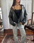 Leah Leather Bomber