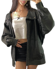 Olive Leather Bomber