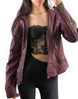 Plum Leather Jacket