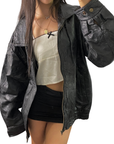 LeWorld Leather Bomber