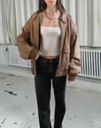 Peanut Leather Bomber