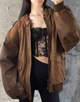 Oak Leather Bomber