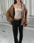 Peanut Leather Bomber