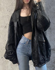 Onyx Leather Bomber