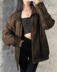 Danier Dark Leather Bomber