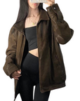 Danier Dark Leather Bomber