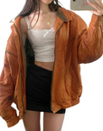 Ginger Leather Bomber