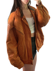 Ginger Leather Bomber