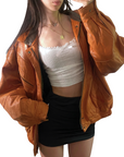 Ginger Leather Bomber