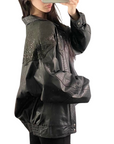 Cheetah Leather Bomber