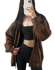 Pecan Leather Bomber