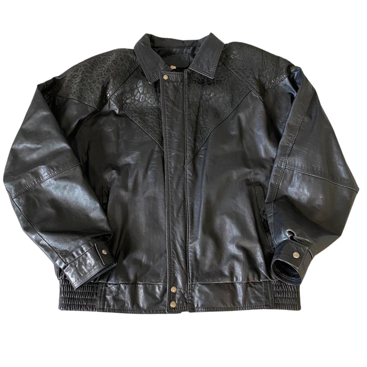 Cheetah Leather Bomber