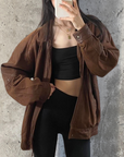 Pecan Leather Bomber