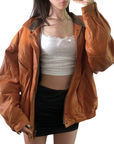 Ginger Leather Bomber