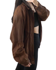 Pecan Leather Bomber