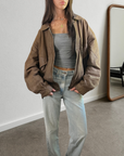 Candi Leather Bomber