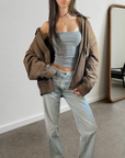 Candi Leather Bomber
