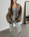 Candi Leather Bomber
