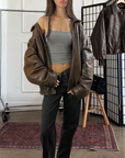 Darla Leather Bomber