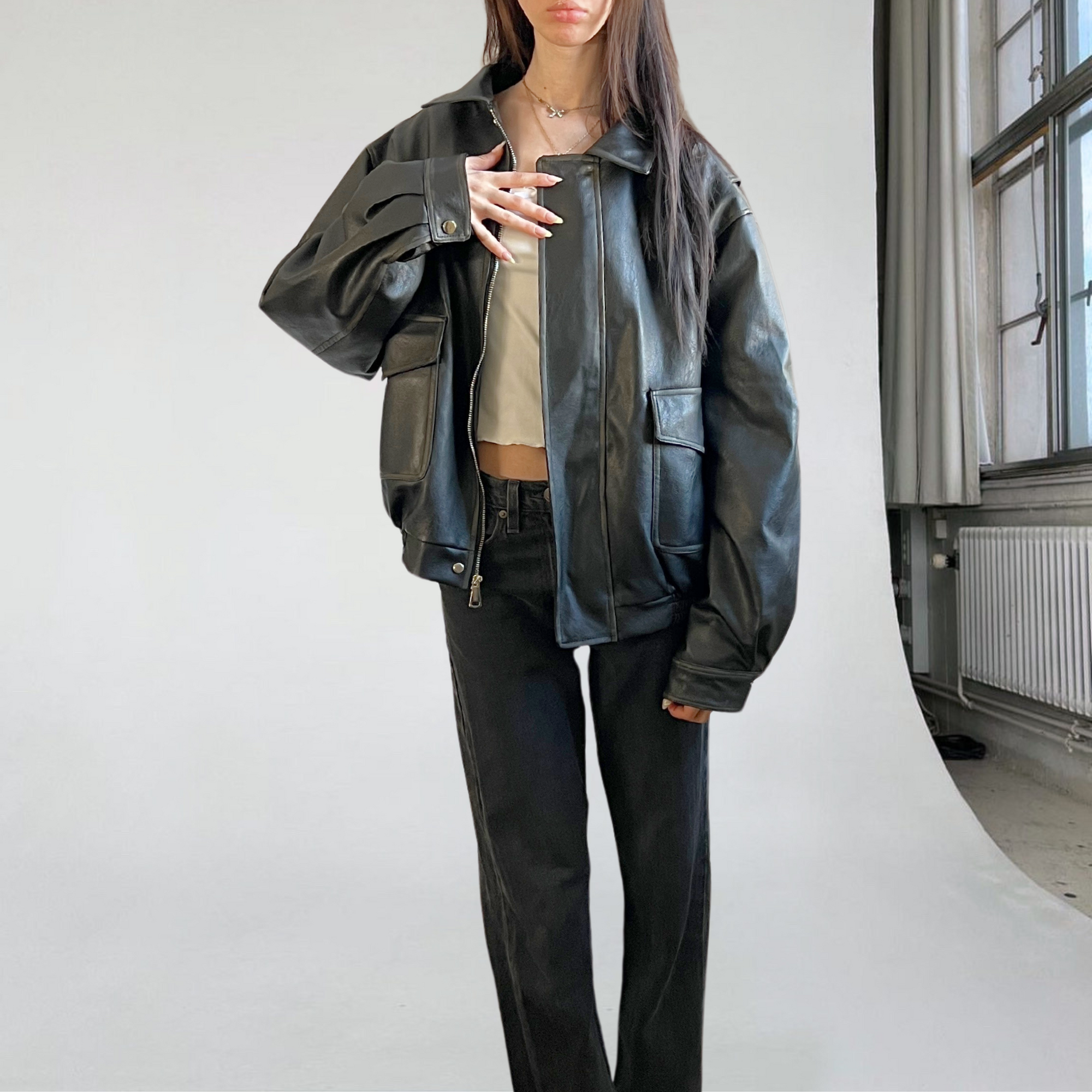 BLK Vegan Leather Bomber