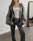 Nautica Leather Bomber