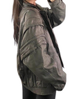 Faded Leather Bomber