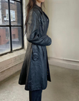 38" Belted Leather Trench