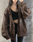 Espresso Leather Bomber