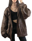 Espresso Leather Bomber