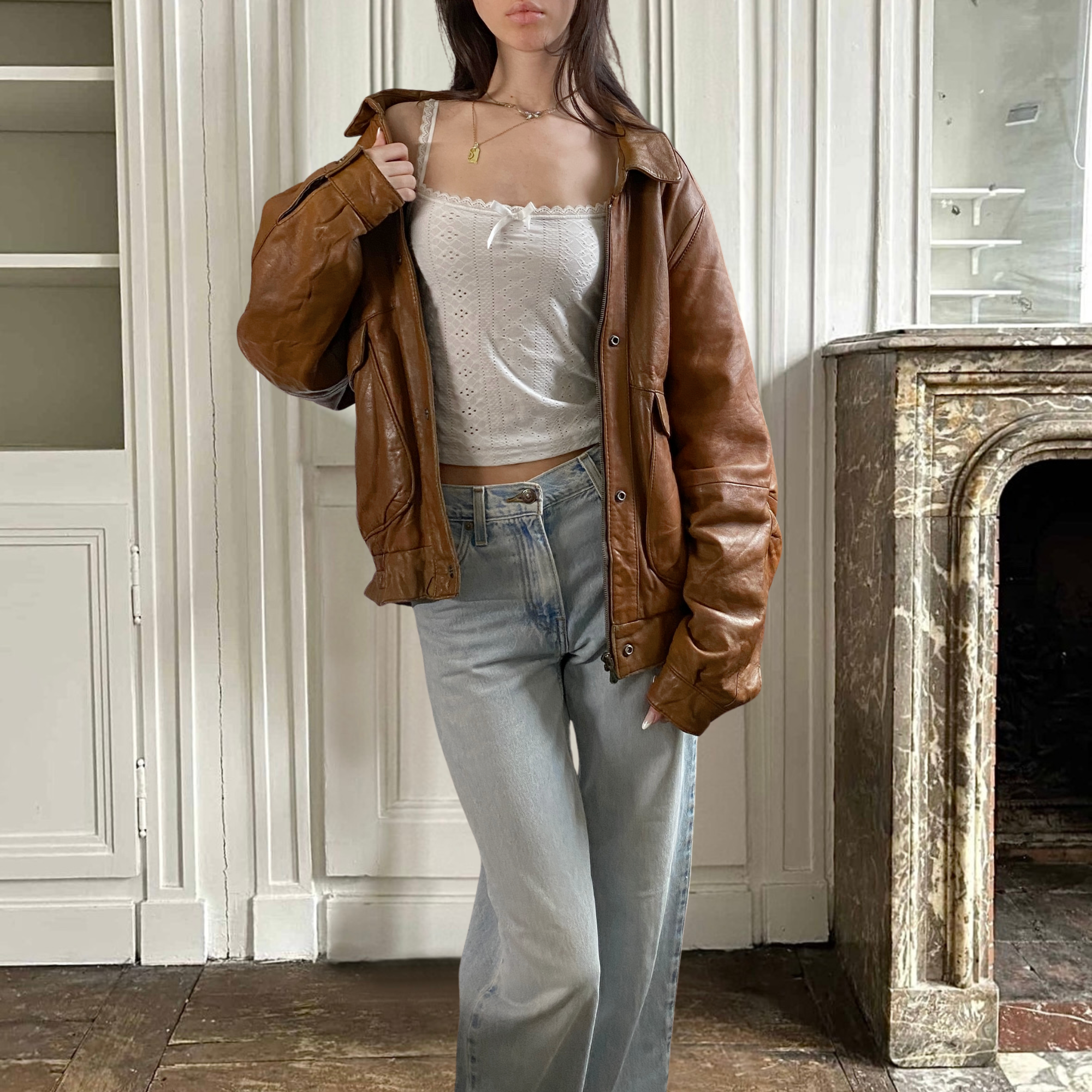 Mirage leather bomber jacket discount