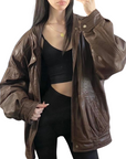 Espresso Leather Bomber