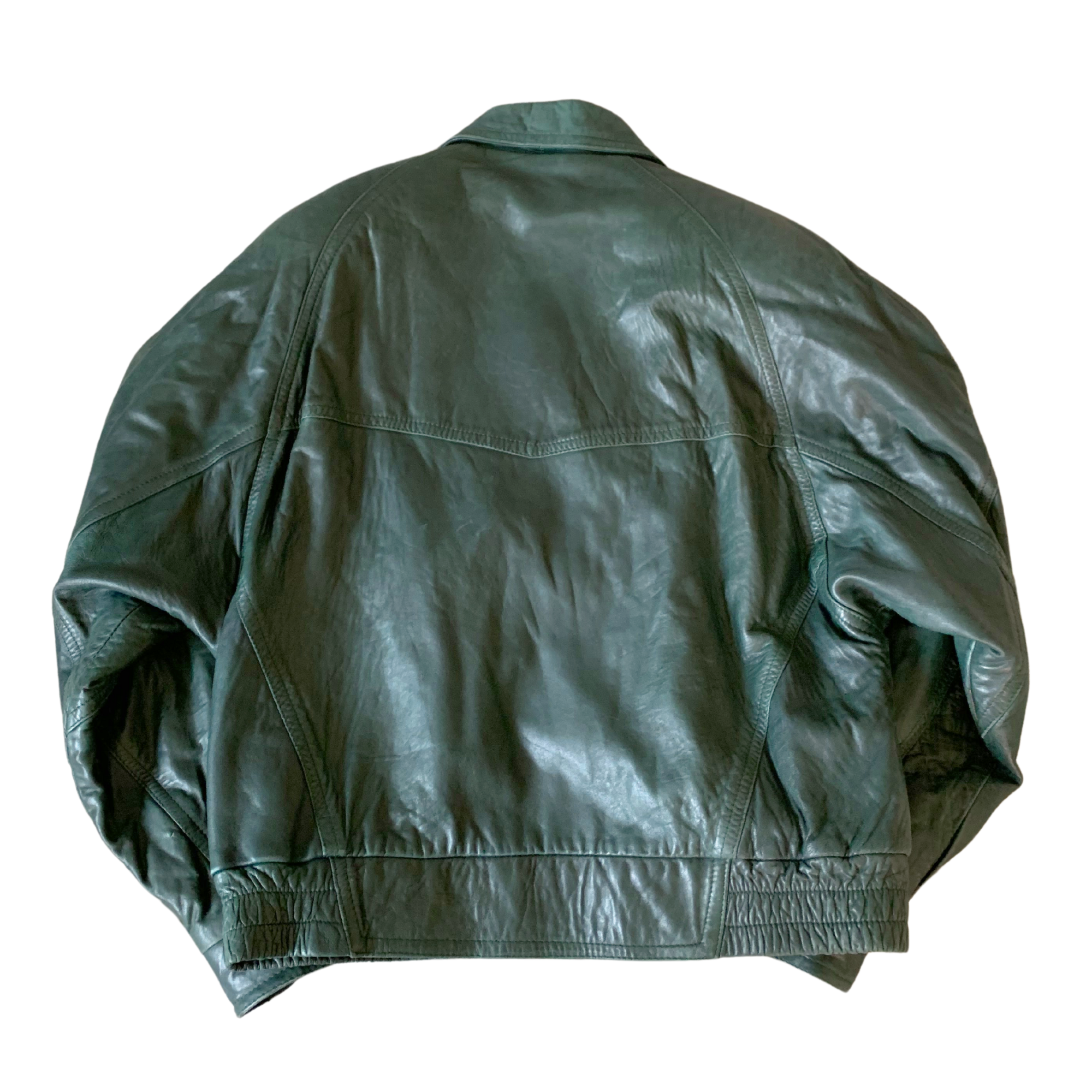 Teal Leather Bomber