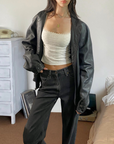 Ocean West Leather Bomber