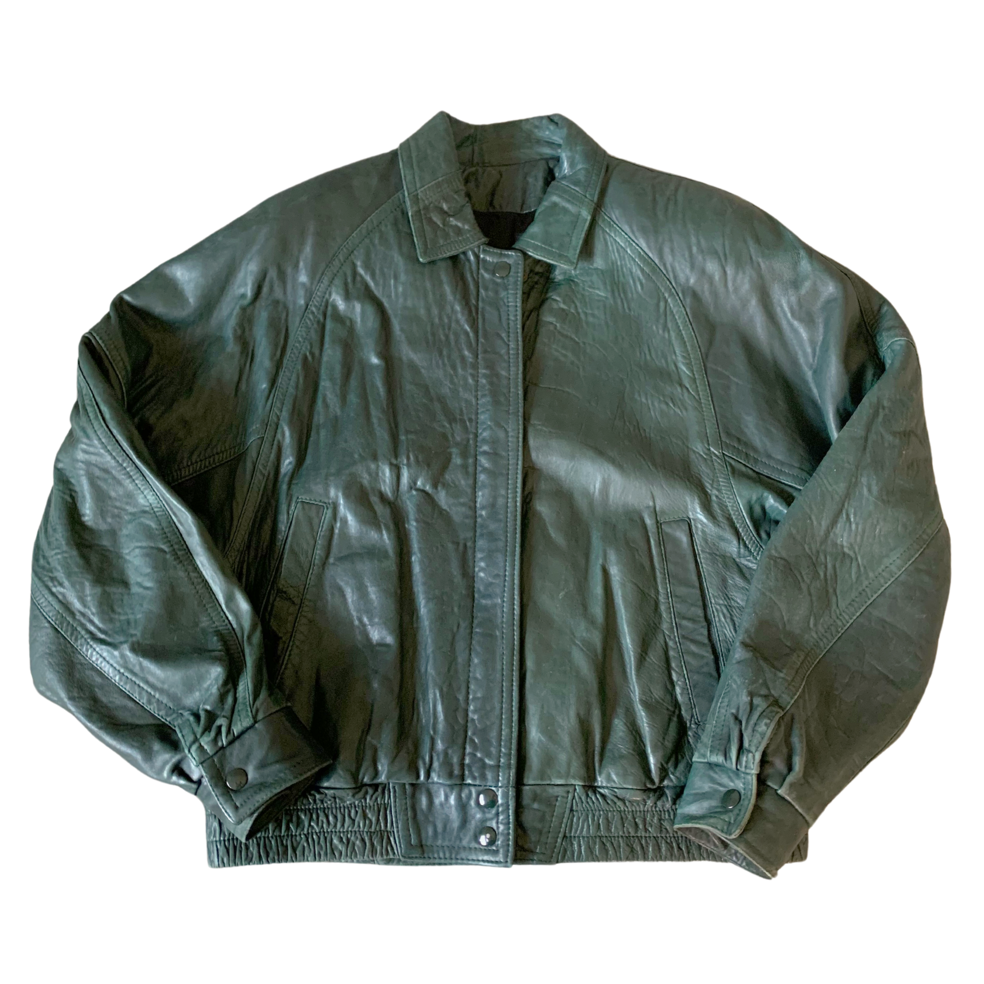 Teal Leather Bomber