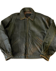 Olive Leather Bomber