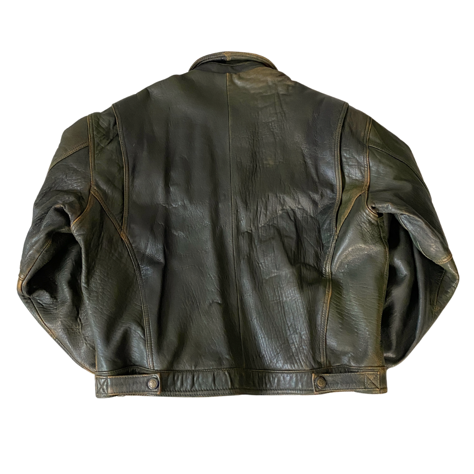 Olive Leather Bomber