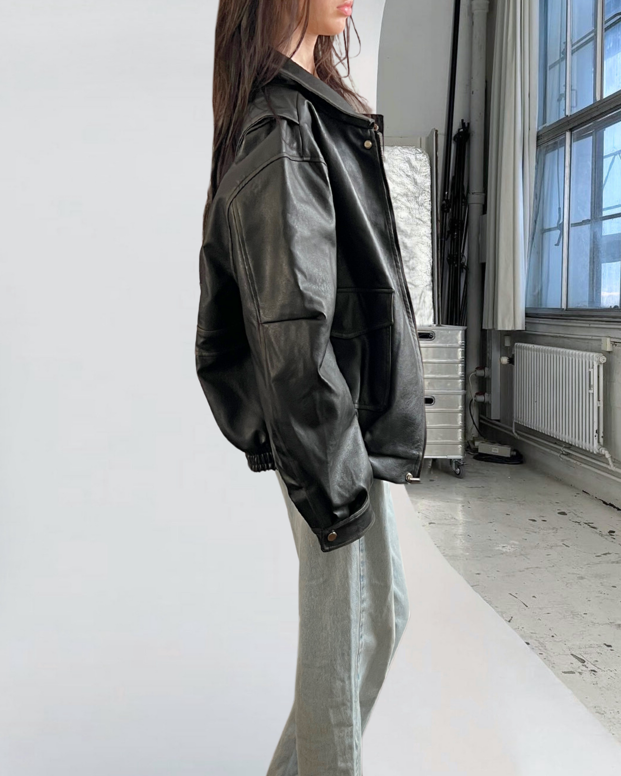 BLK Vegan Leather Bomber