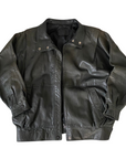 Olive Leather Bomber