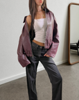 Sangria Leather Bomber