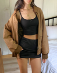 Russet Leather Bomber