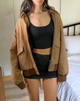 Russet Leather Bomber