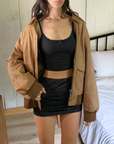 Russet Leather Bomber