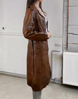 42" Brown Leather Trench