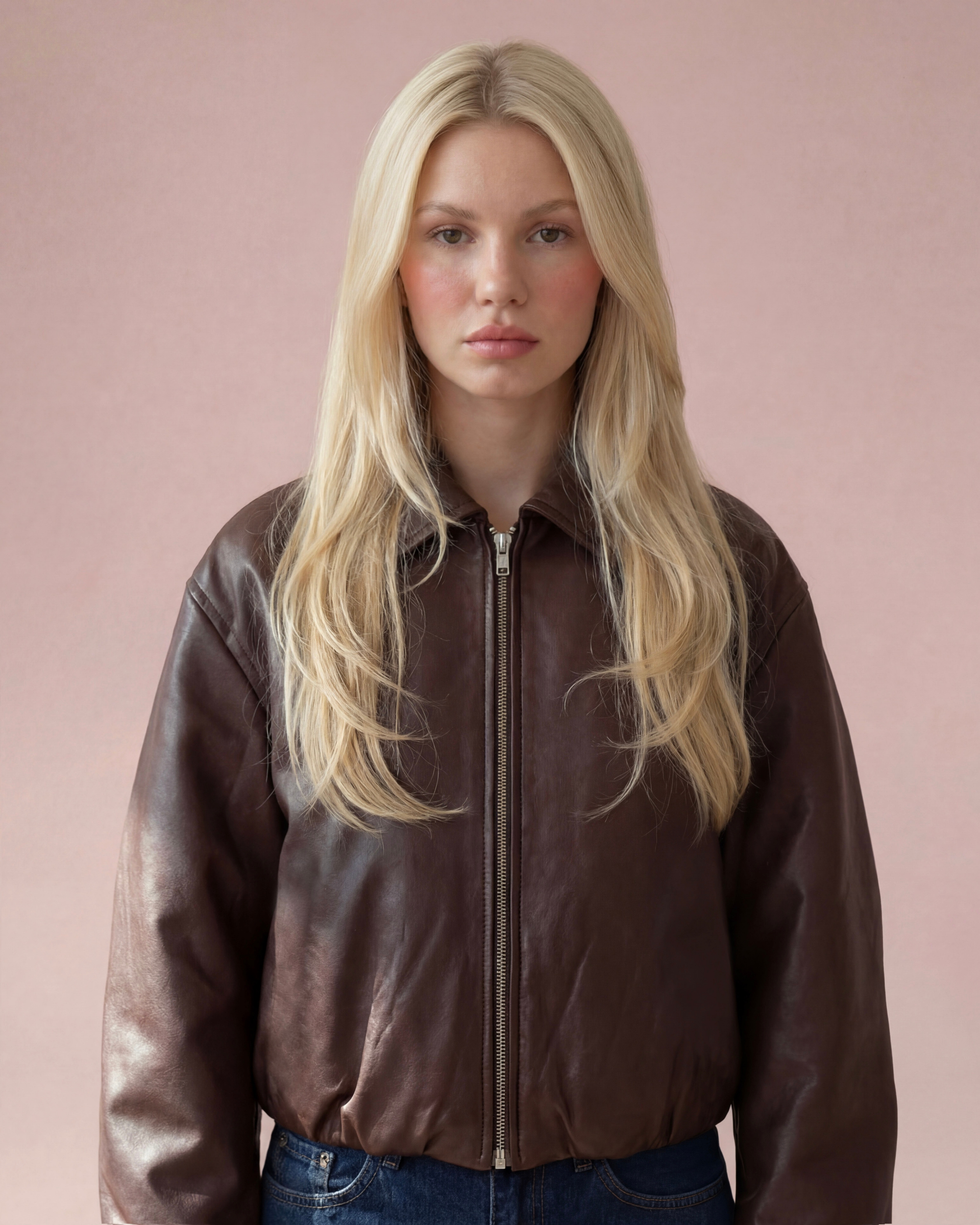 Black Puff Leather Bomber