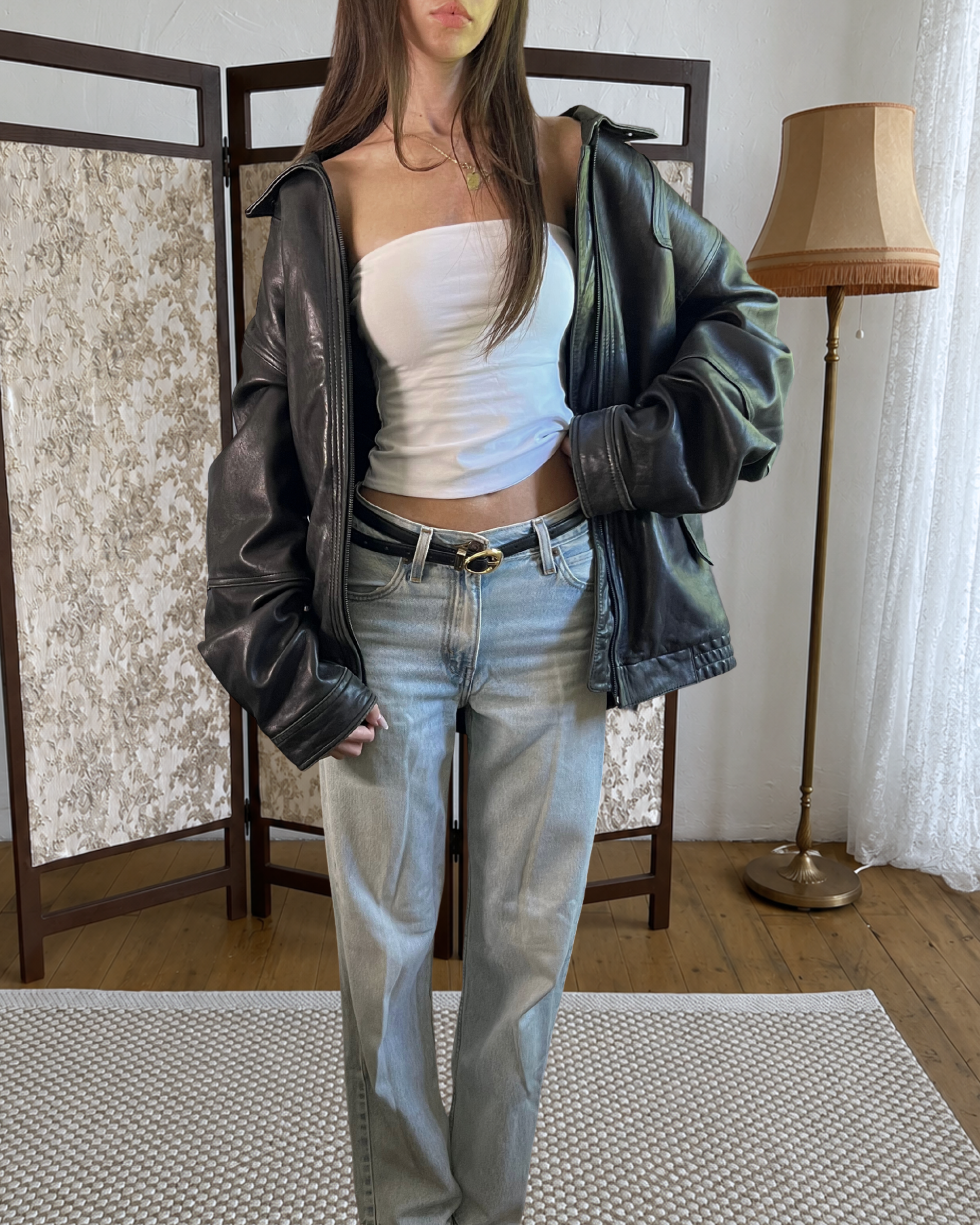 Daisy Leather Bomber