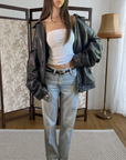 Daisy Leather Bomber